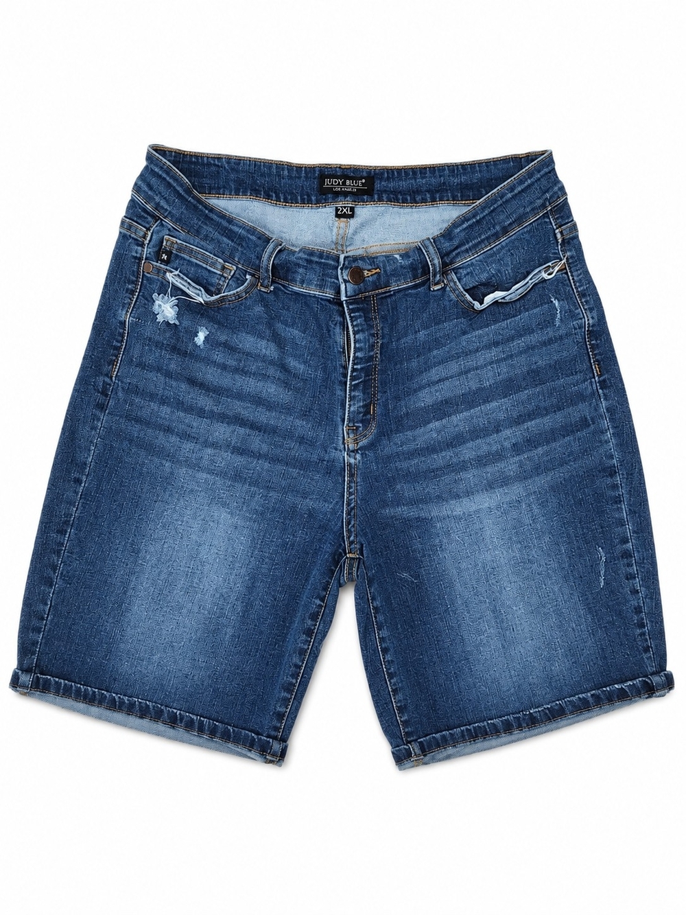 Judy Blue Mid-Blue Distressed Men's Denim Shorts